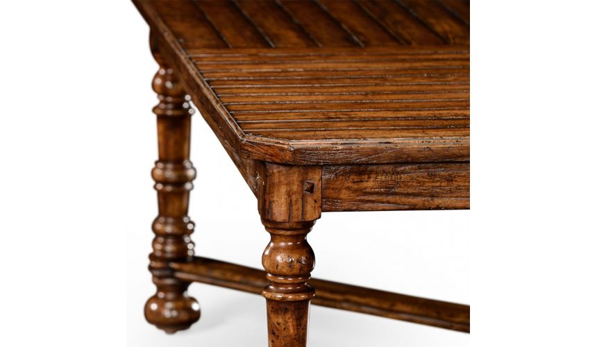 Heavily distressed large square parquet coffee table