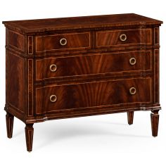 Modern Furniture Regency style mahogany reverse breakfront chest of drawers.
