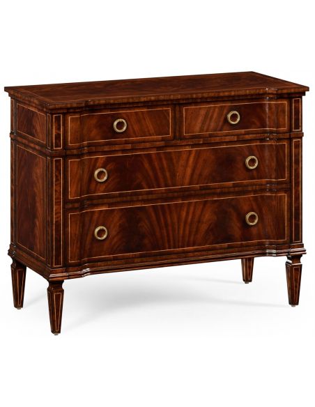Regency style mahogany reverse breakfront chest of drawers.
