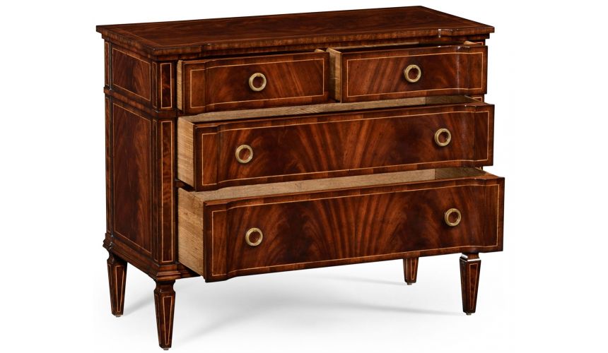 Modern Furniture Regency style mahogany reverse breakfront chest of drawers.