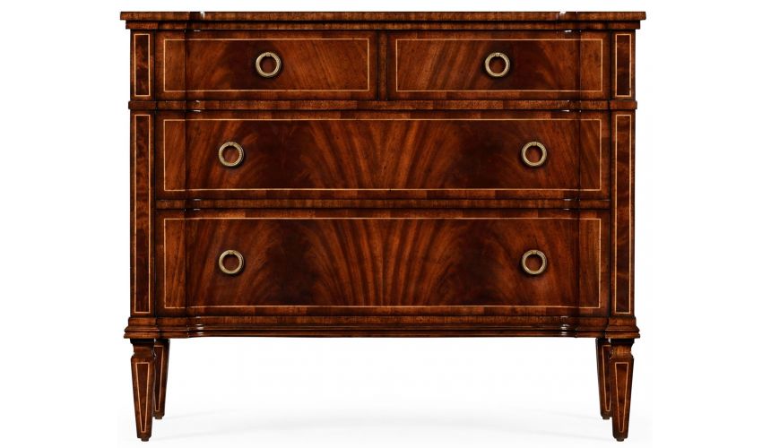 Modern Furniture Regency style mahogany reverse breakfront chest of drawers.
