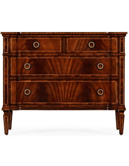 Modern Furniture Regency style mahogany reverse breakfront chest of drawers.