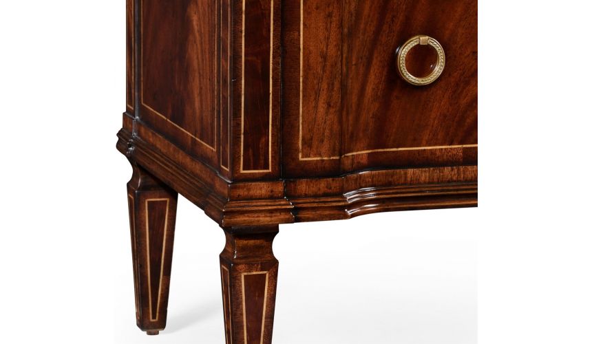 Modern Furniture Regency style mahogany reverse breakfront chest of drawers.
