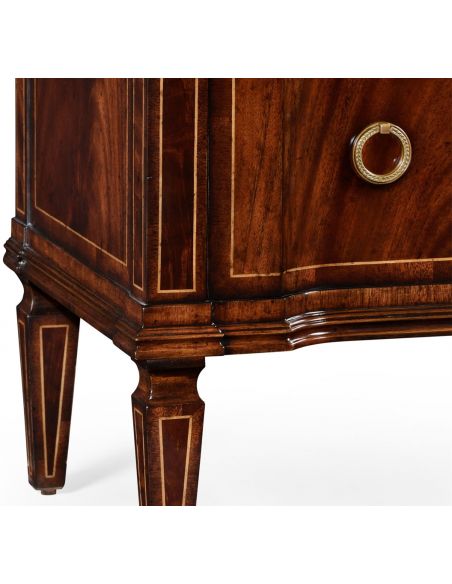 Modern Furniture Regency style mahogany reverse breakfront chest of drawers.