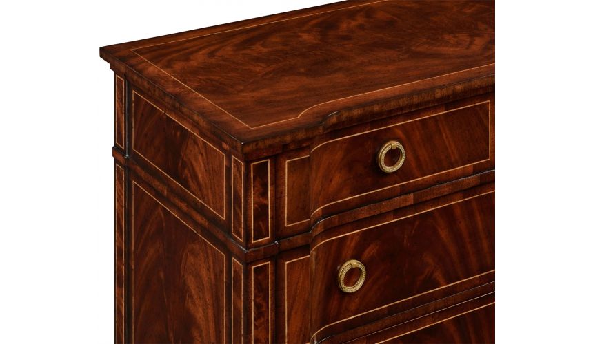 Modern Furniture Regency style mahogany reverse breakfront chest of drawers.
