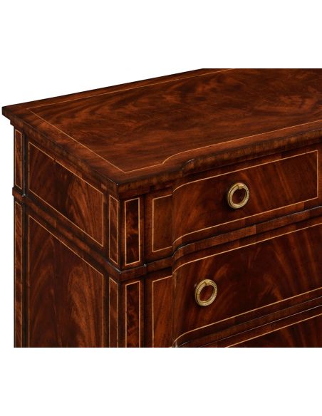 Modern Furniture Regency style mahogany reverse breakfront chest of drawers.