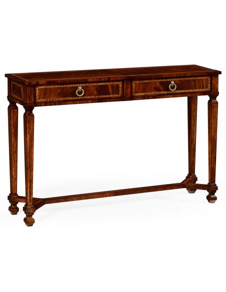 Empire style mahogany two drawer console