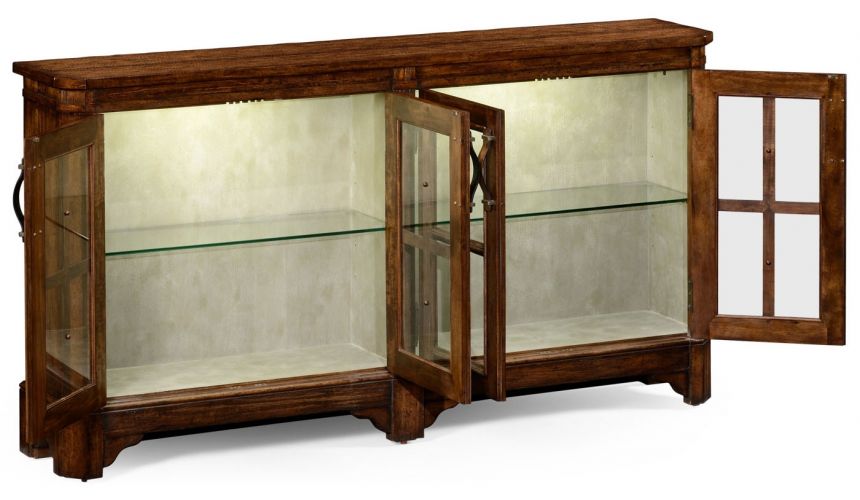 Breakfronts & China Cabinets Plank walnut low bookcase with strap handles (large).