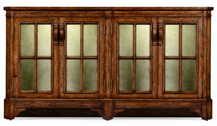 Breakfronts & China Cabinets Plank walnut low bookcase with strap handles (large).