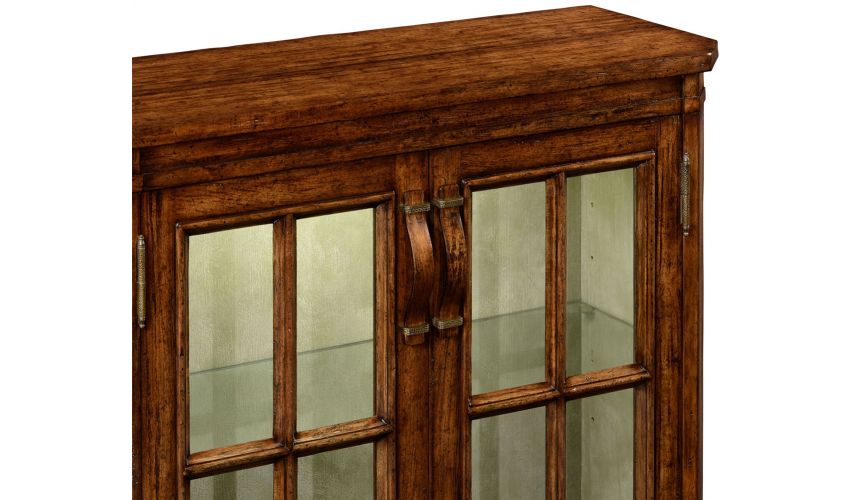 Breakfronts & China Cabinets Plank walnut low bookcase with strap handles (large).