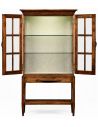 Breakfronts & China Cabinets Plank walnut glazed display cabinet with strap handles.