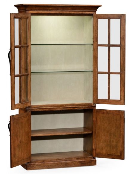 Breakfronts & China Cabinets Plank walnut tall bookcase with strap handles.