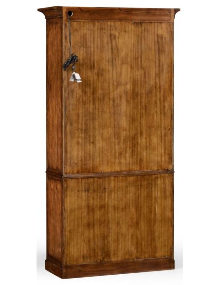 Breakfronts & China Cabinets Plank walnut tall bookcase with strap handles.