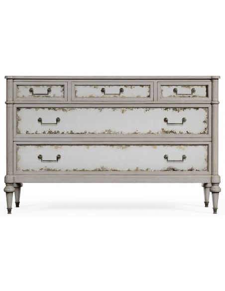 LUXURY BEDROOM FURNITURE Grey painted and antiqued chest of drawers