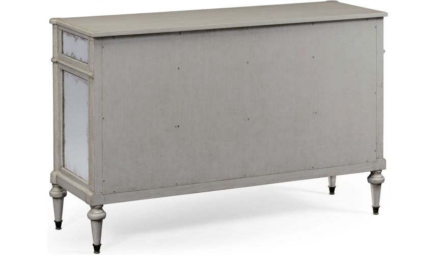 LUXURY BEDROOM FURNITURE Grey painted and antiqued chest of drawers