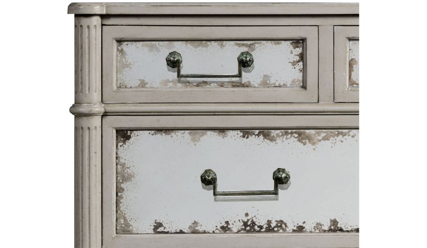 LUXURY BEDROOM FURNITURE Grey painted and antiqued chest of drawers