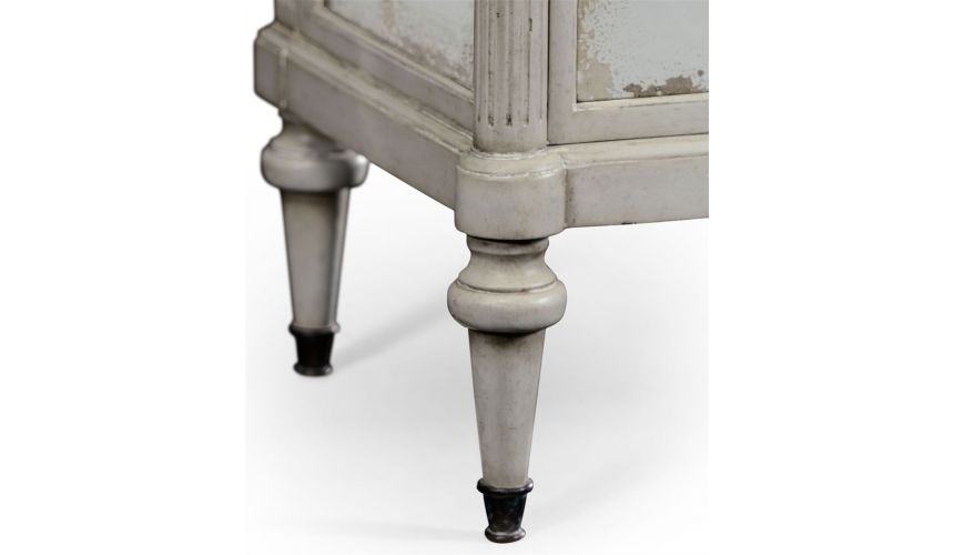 LUXURY BEDROOM FURNITURE Grey painted and antiqued chest of drawers