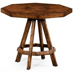 Home Bar Furniture Planked walnut rustic side table with octagonal top.