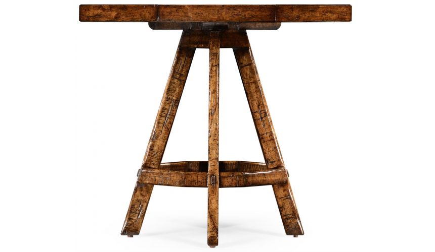 Home Bar Furniture Planked walnut rustic side table with octagonal top.
