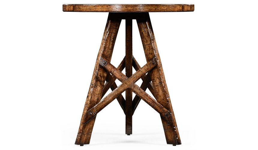Round & Oval Side Tables Planked walnut rustic lamp table with circular top