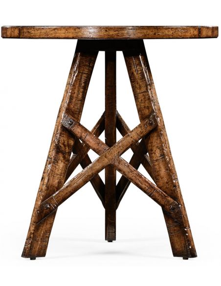 Round & Oval Side Tables Planked walnut rustic lamp table with circular top
