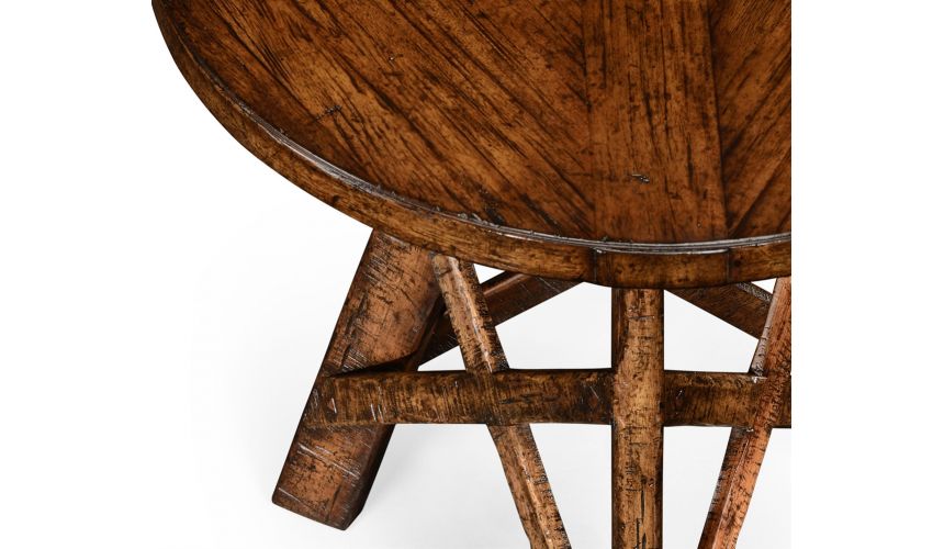 Round & Oval Side Tables Planked walnut rustic lamp table with circular top