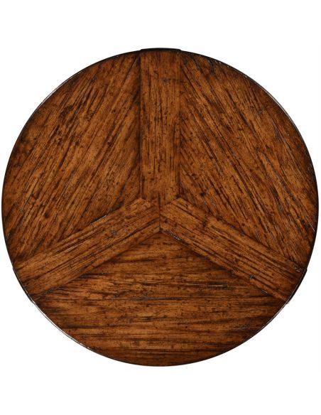 Round & Oval Side Tables Planked walnut rustic lamp table with circular top