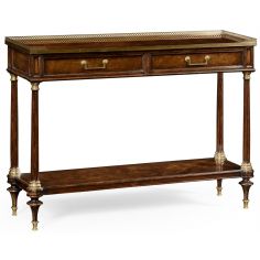 Console & Sofa Tables French style Mahogany console with brass gallery.