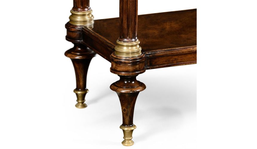 Console & Sofa Tables French style Mahogany console with brass gallery.