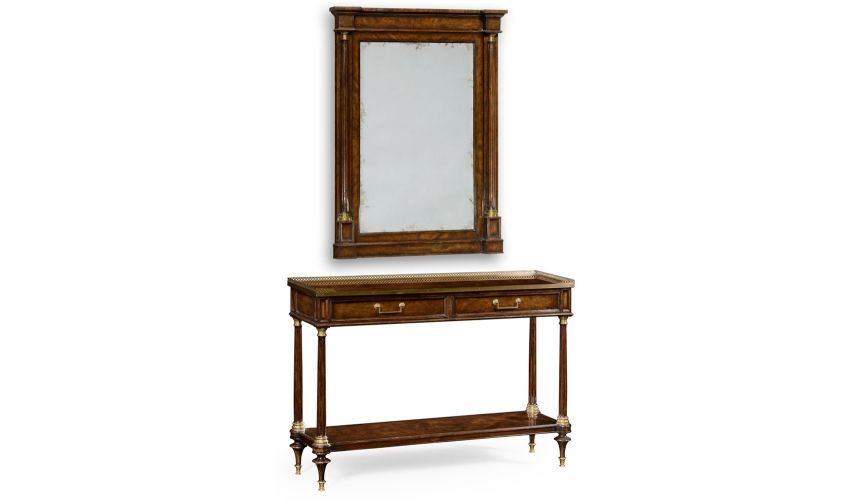 Console & Sofa Tables French style Mahogany console with brass gallery.