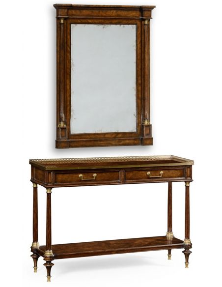 Console & Sofa Tables French style Mahogany console with brass gallery.