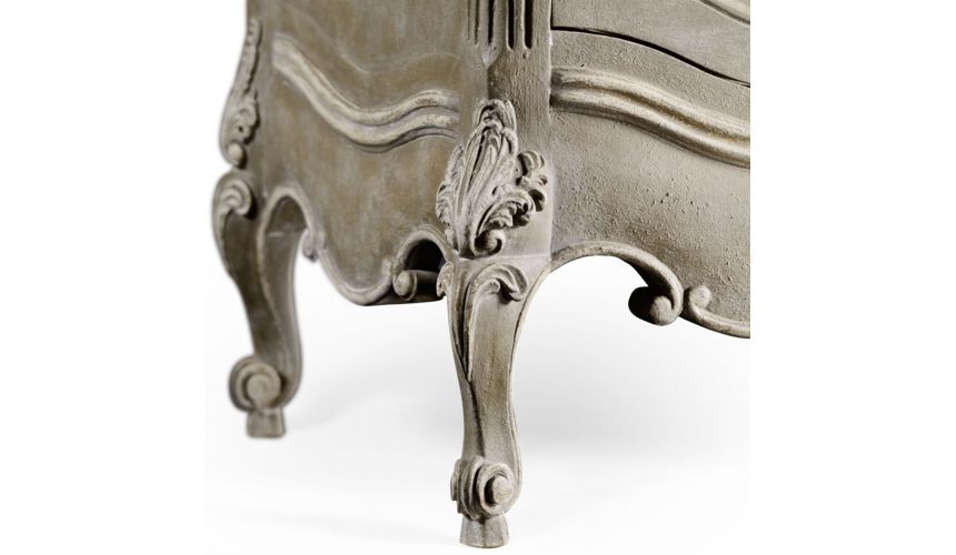Breakfronts & China Cabinets French provincial grey painted glazed armoire.