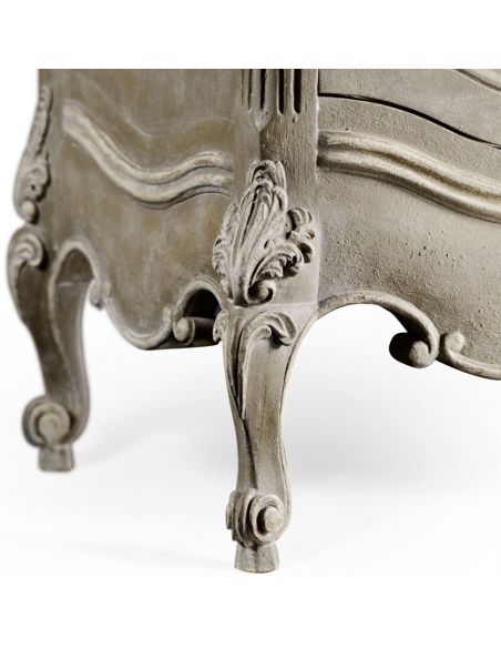 Breakfronts & China Cabinets French provincial grey painted glazed armoire.