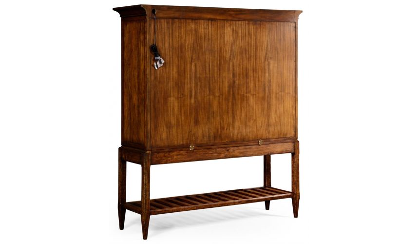 Breakfronts & China Cabinets Plank walnut glazed display double cabinet.