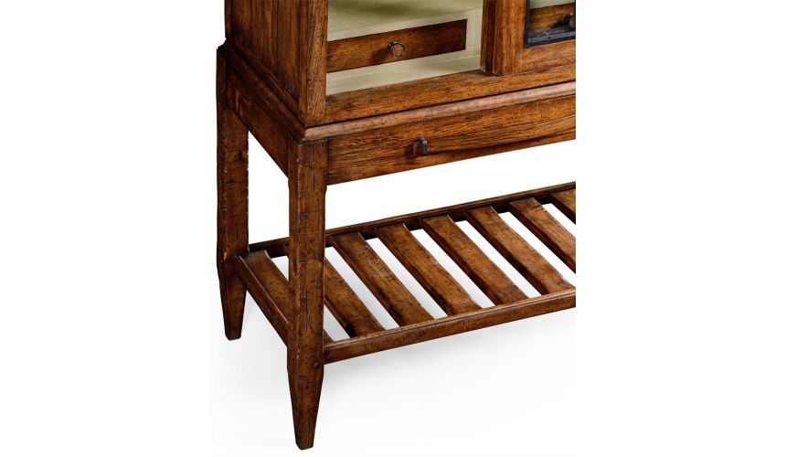 Breakfronts & China Cabinets Plank walnut glazed display double cabinet.