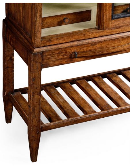 Breakfronts & China Cabinets Plank walnut glazed display double cabinet.