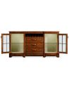 Breakfronts & China Cabinets Plank walnut low cabinet & wine rack with strap handles.