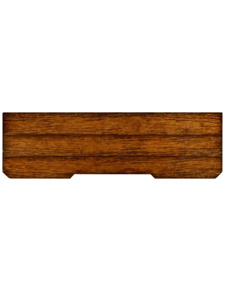 Breakfronts & China Cabinets Plank walnut low cabinet & wine rack with strap handles.