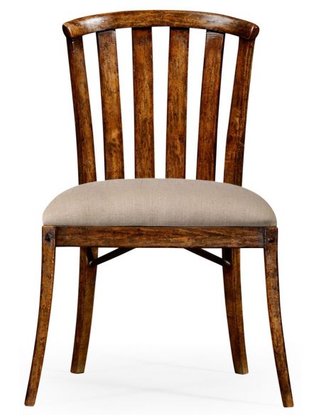Dining Chairs Walnut country style curved back chair.