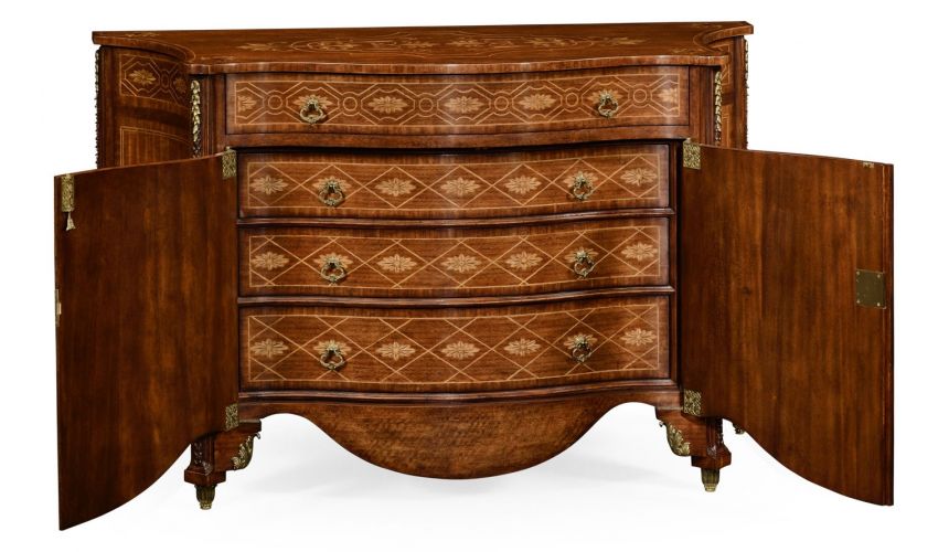 Foyer and Center Tables Marquetry Inlaid Chest of Drawers-04
