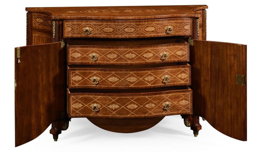 Foyer and Center Tables Marquetry Inlaid Chest of Drawers-04