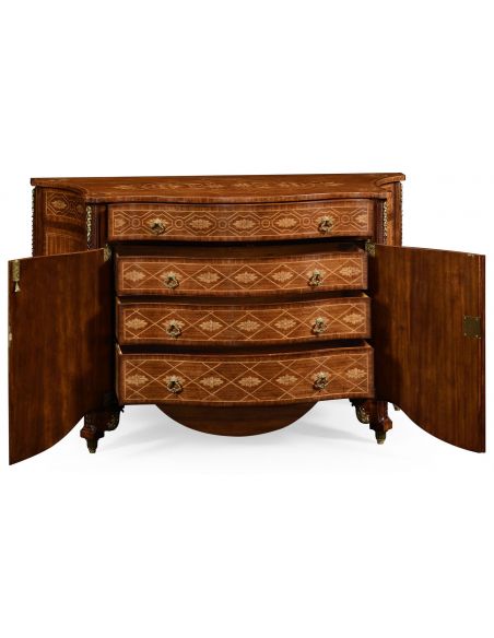 Foyer and Center Tables Marquetry Inlaid Chest of Drawers-04