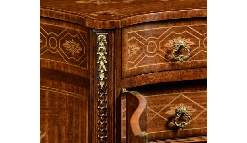 Foyer and Center Tables Marquetry Inlaid Chest of Drawers-04