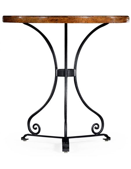 Round & Oval Side Tables Walnut bistro style parquet table
