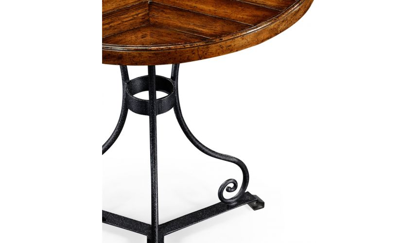 Round & Oval Side Tables Walnut bistro style parquet table