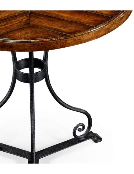 Round & Oval Side Tables Walnut bistro style parquet table