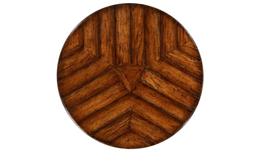 Round & Oval Side Tables Walnut bistro style parquet table