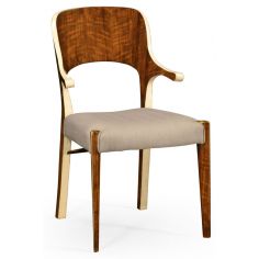 Dining Chairs Hyedua wood and ivory finish armchair.