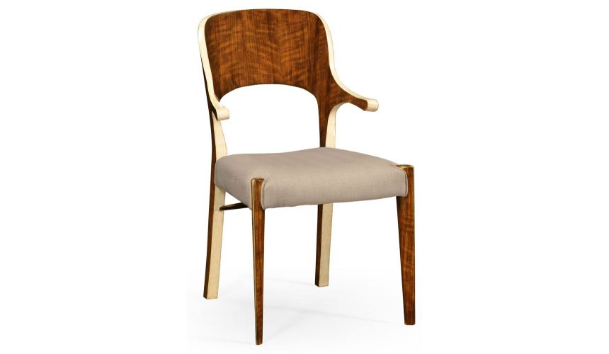 Dining Chairs Hyedua wood and ivory finish armchair.