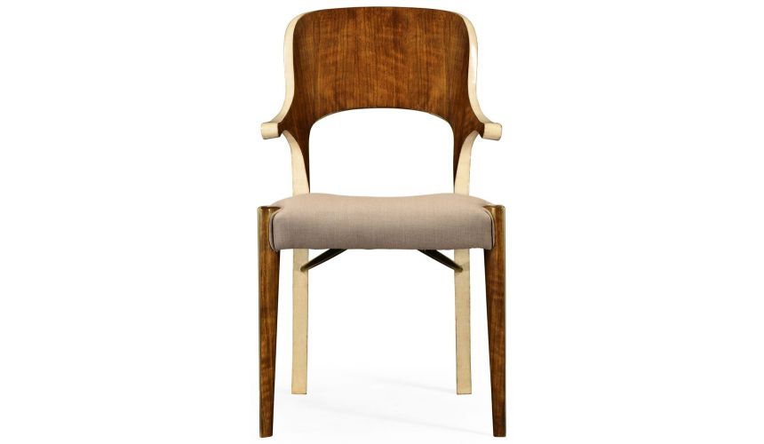 Dining Chairs Hyedua wood and ivory finish armchair.